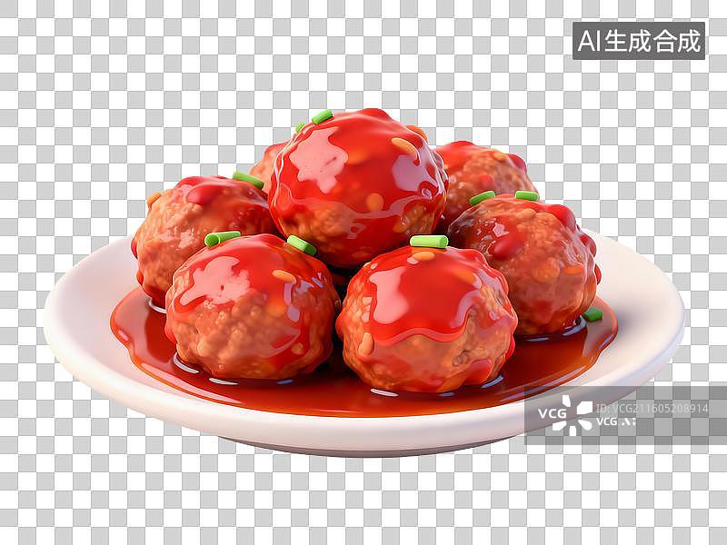【AI数字艺术】3D卡通粘土风中式美食红烧狮子图片素材