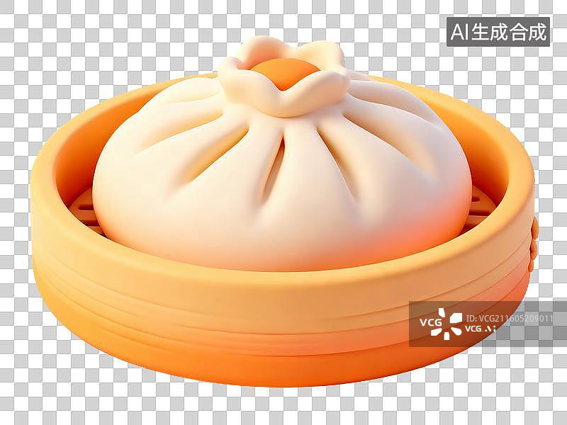 【AI数字艺术】3D卡通粘土风中式美食汤包图片素材