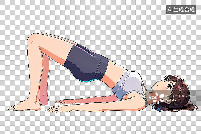 【AI数字艺术】女性做桥式锻炼核心力量图片素材