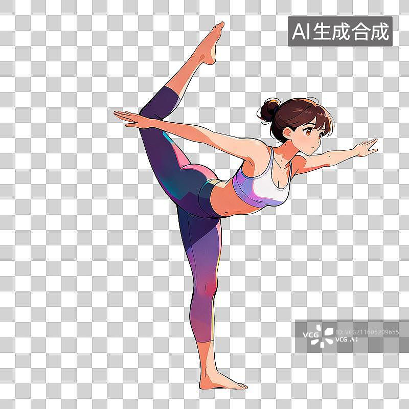 【AI数字艺术】女性展示瑜伽平衡姿势图片素材