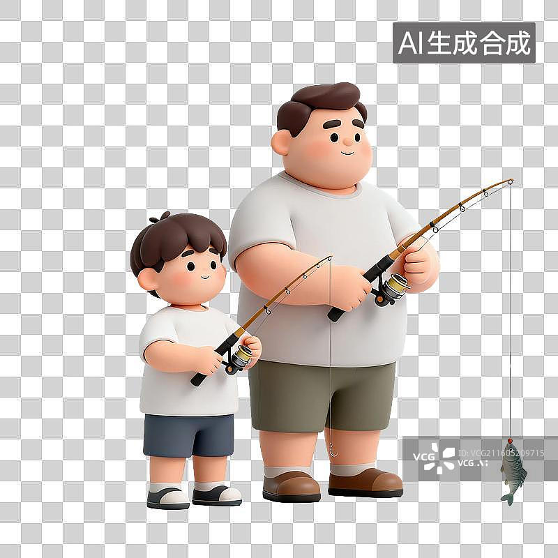 【AI数字艺术】父子户外垂钓欢乐时光图片素材