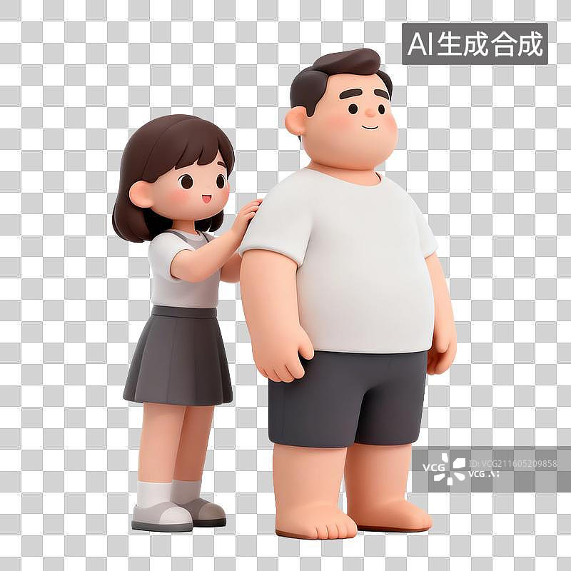 【AI数字艺术】可爱卡通人物展现亲密关系图片素材
