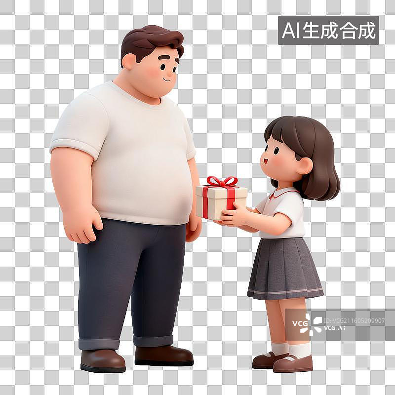 【AI数字艺术】小女孩给男士送礼物展现爱意图片素材