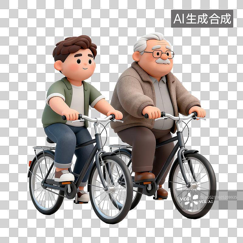 【AI数字艺术】祖孙两人户外骑车共享时光图片素材