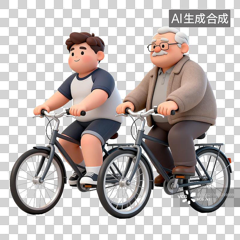 【AI数字艺术】爷孙二人一同骑车休闲图片素材