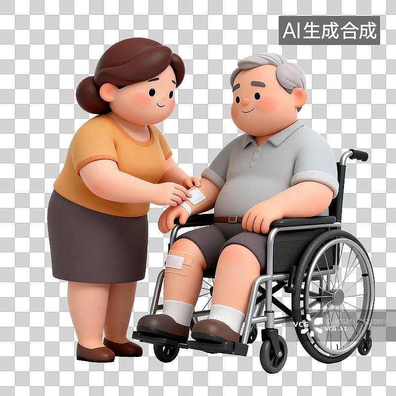 【AI数字艺术】老年轮椅人士接受护理图片素材