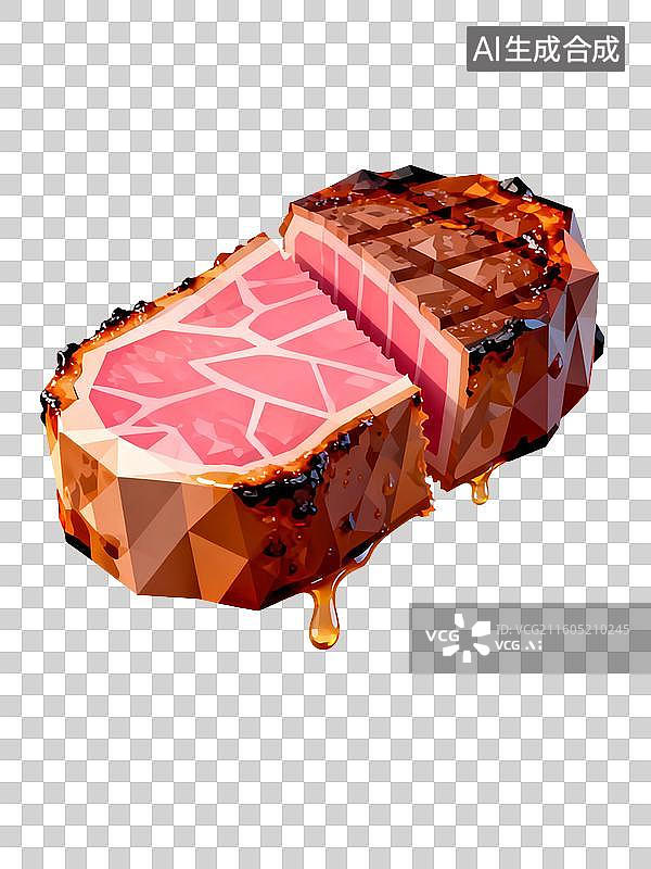 【AI数字艺术】低多边形风格的熟肉片特写图片素材