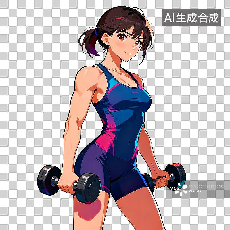 【AI数字艺术】身着运动装举哑铃的健身女性图片素材