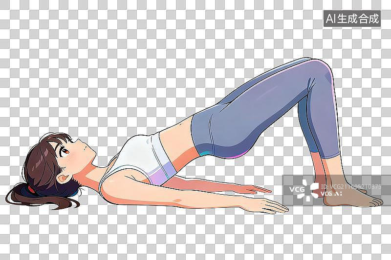 【AI数字艺术】女性做桥式运动锻炼核心图片素材