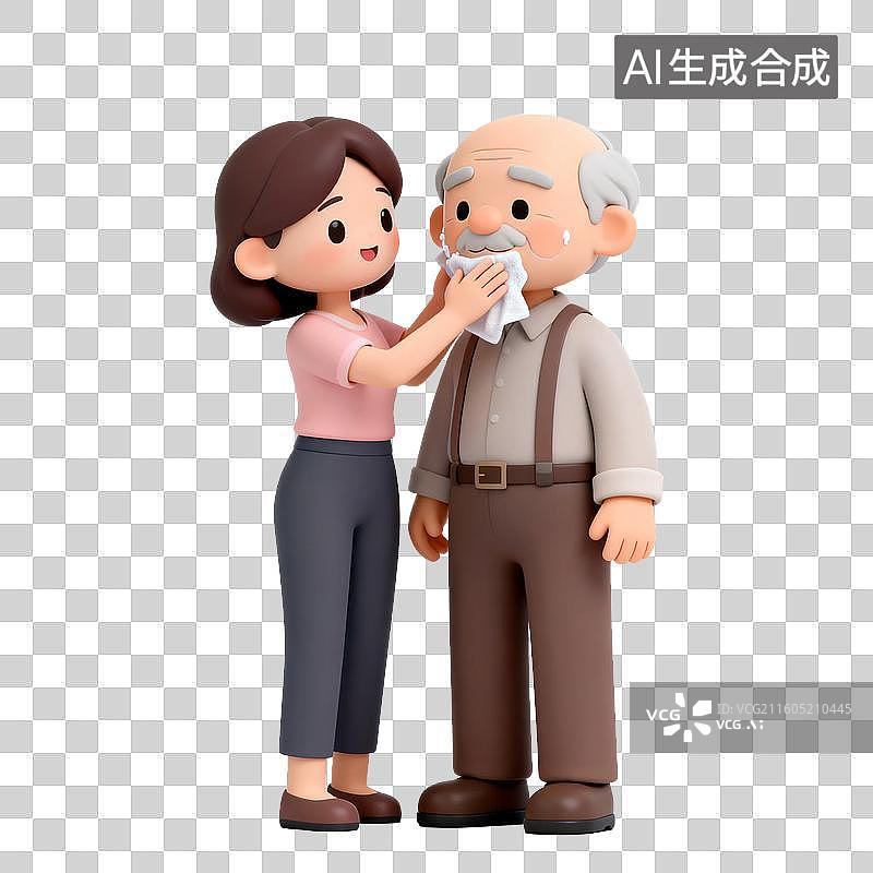 【AI数字艺术】年轻女子关爱年迈老人图片素材