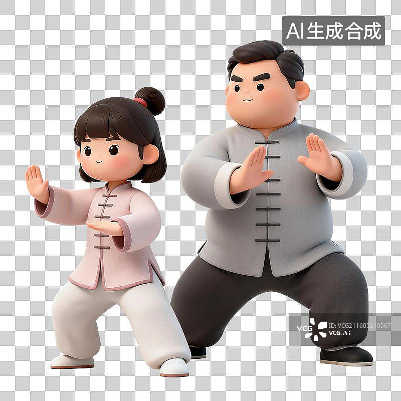 【AI数字艺术】两人练习传统太极拳图片素材