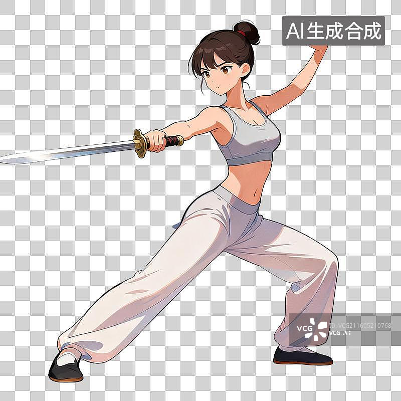 【AI数字艺术】练习武术的动漫人物图片素材