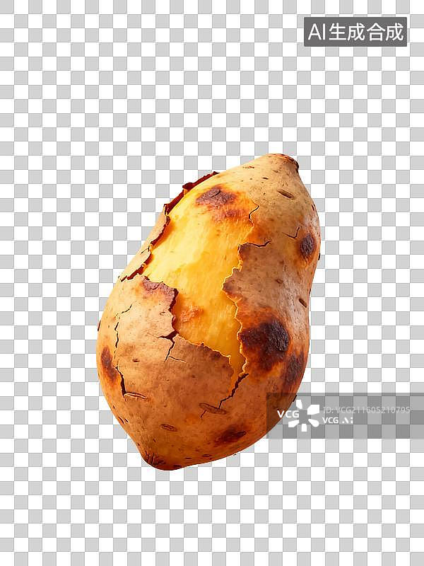 【AI数字艺术】烤至外皮焦褐的红薯图片素材