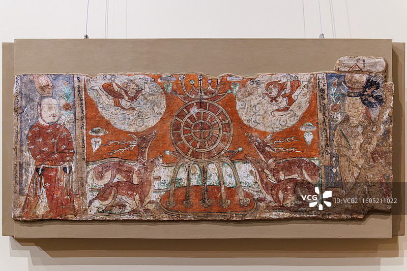 中国新疆柏孜克里克千佛洞壁画（释迦牟尼第一次布道，11世纪）·俄罗斯圣彼得堡冬宫博物馆藏图片素材