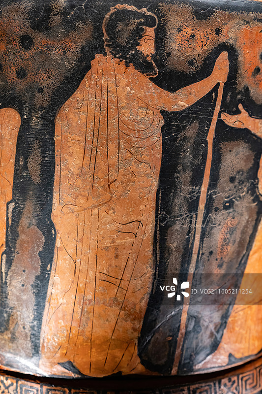 保罗和亚历珊德拉·卡内洛普洛斯博物馆藏红绘双耳喷口混酒器图片素材