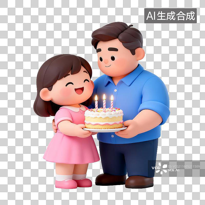【AI数字艺术】父女欢乐庆祝生日图片素材