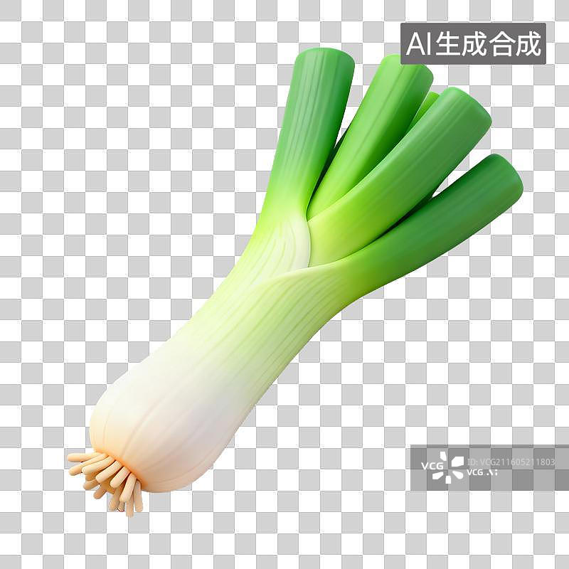 【AI数字艺术】3D拟物风格二十四节气秋天立秋元素蔬菜庄稼植物大葱图片素材