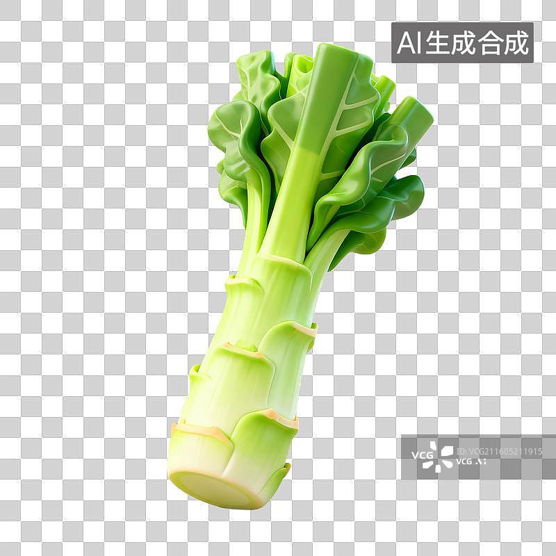 【AI数字艺术】3D拟物风格二十四节气秋天立秋元素蔬菜庄稼植物莴笋图片素材