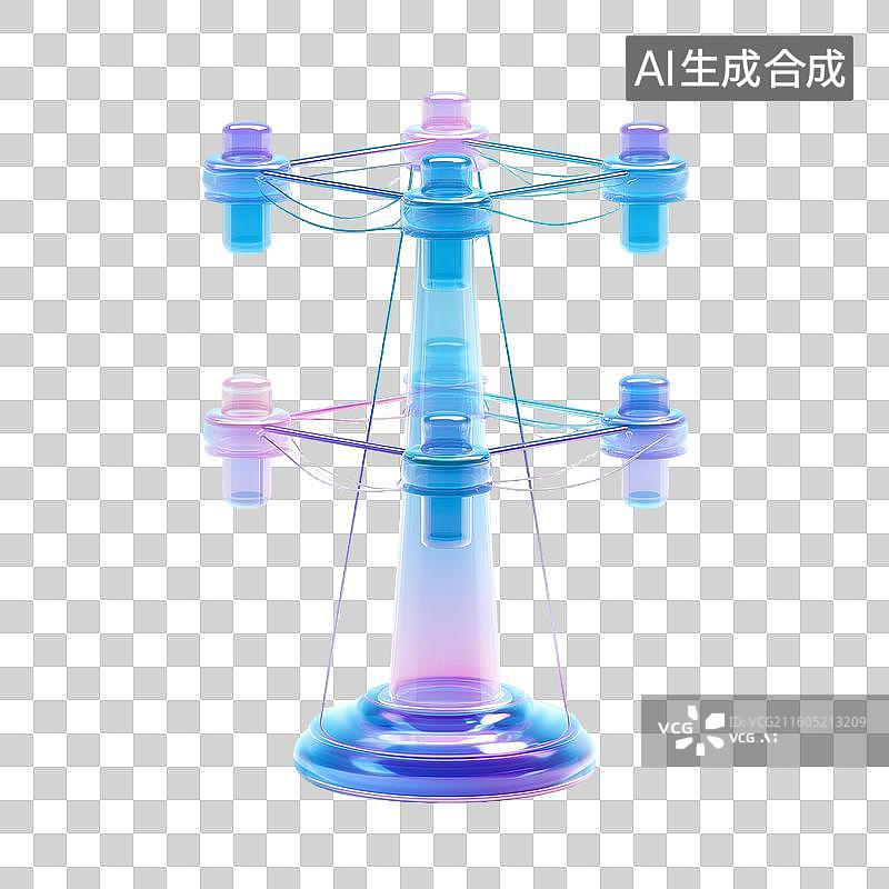 【AI数字艺术】全息电网节点图片素材