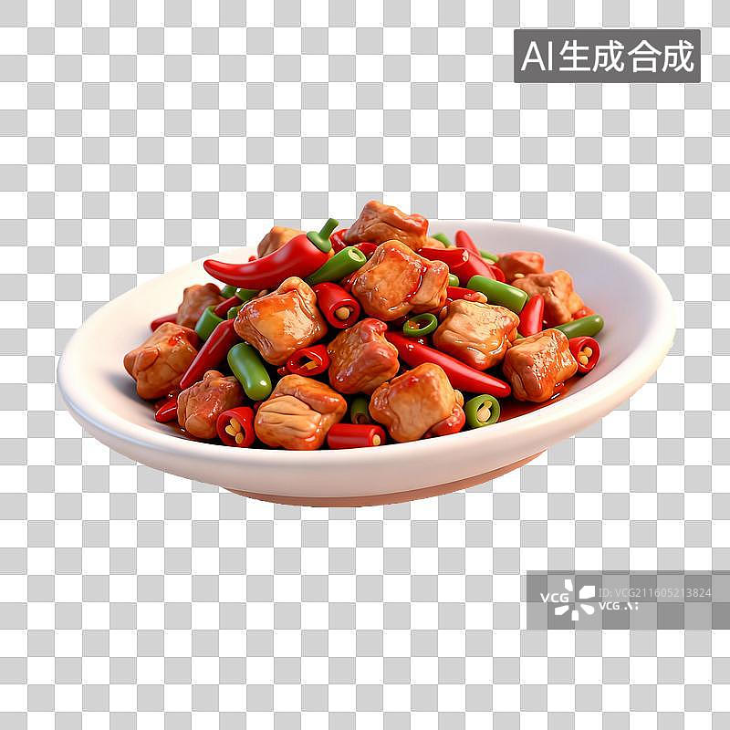 【AI数字艺术】彩椒炒鸡丁美味佳肴图片素材