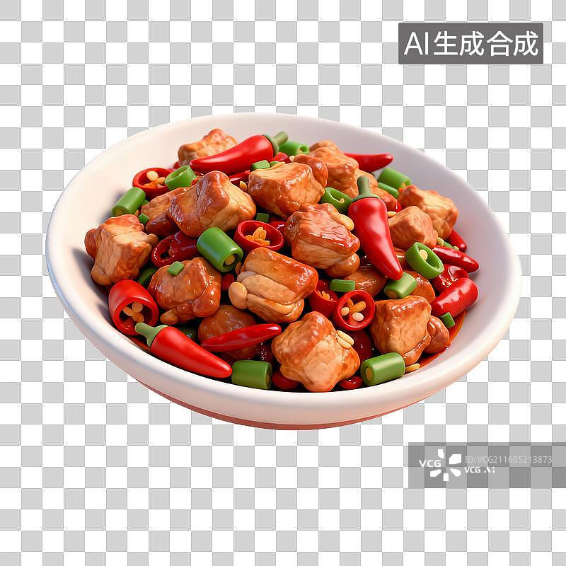 【AI数字艺术】彩椒炒鸡丁美味佳肴图片素材