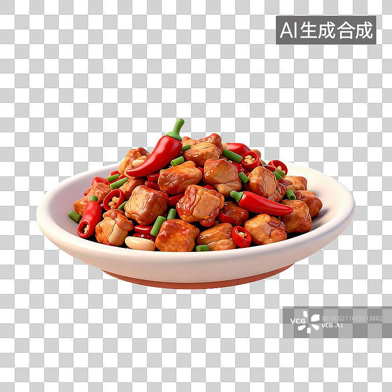 【AI数字艺术】彩椒炒鸡丁美味佳肴图片素材
