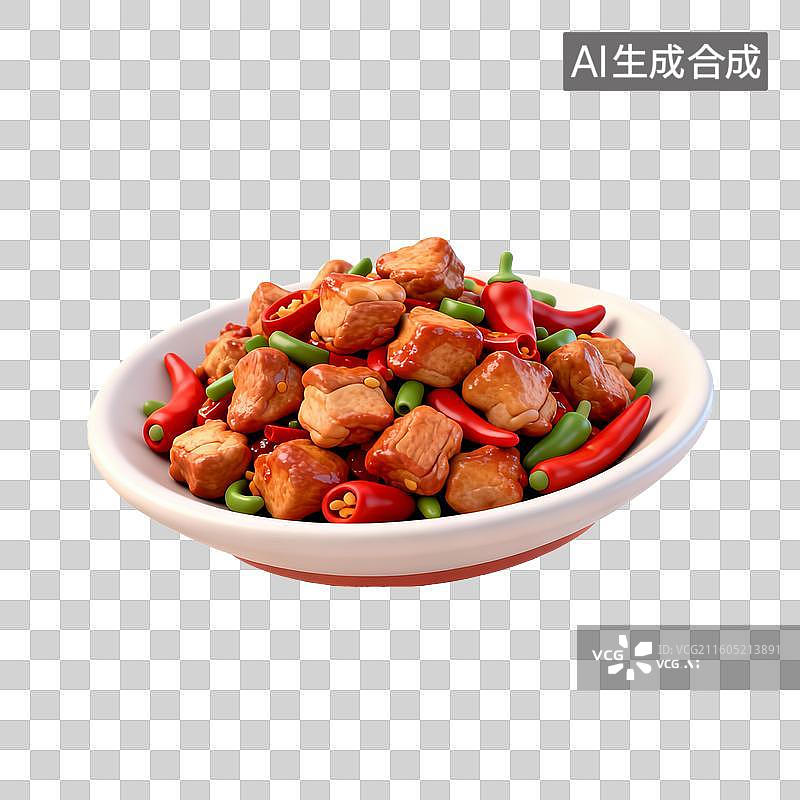 【AI数字艺术】彩椒炒鸡丁美味佳肴图片素材