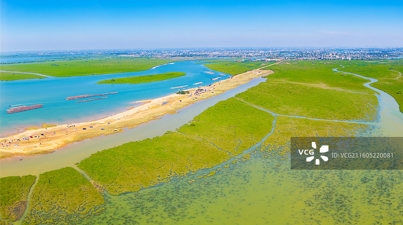 广西北海市合浦县党江镇：无人机航拍，广视觉下的党江金滩美丽风光图图片素材