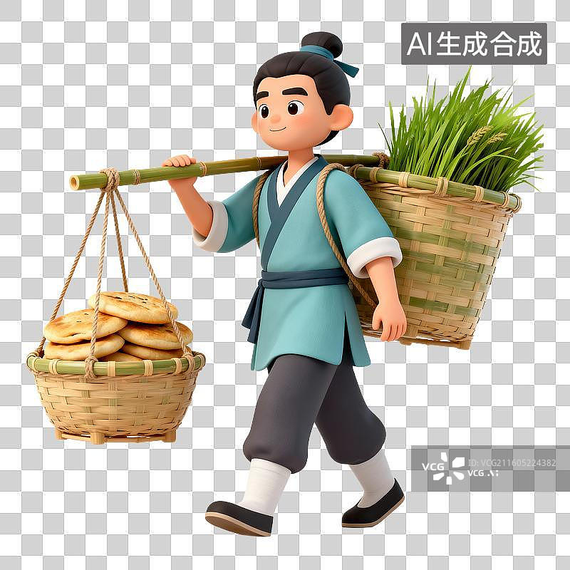 【AI数字艺术】3D拟物风格情人节七夕节元素牛郎织女图片素材