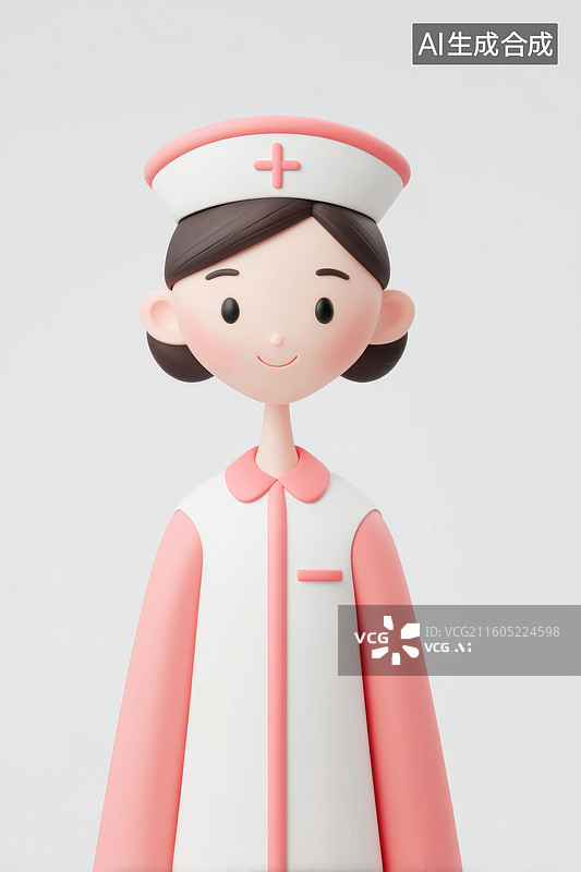 【AI数字艺术】卡通护士的正面特写图片素材