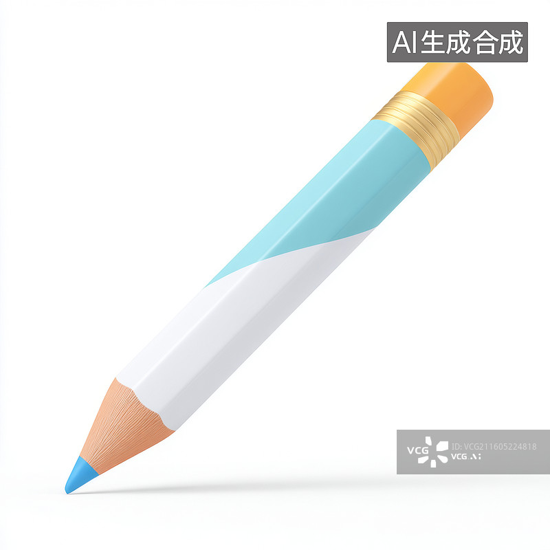 【AI数字艺术】蓝白色相间的彩色铅笔图片素材