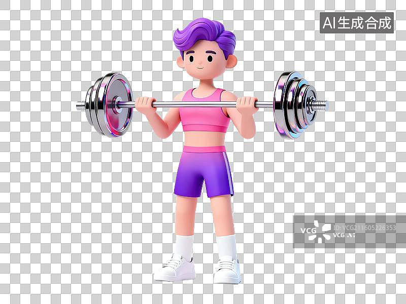 【AI数字艺术】卡通人物举杠铃图片素材