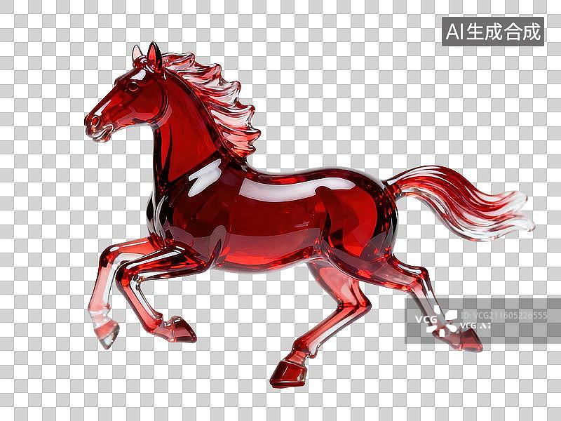 【AI数字艺术】红色玻璃马雕塑图片素材