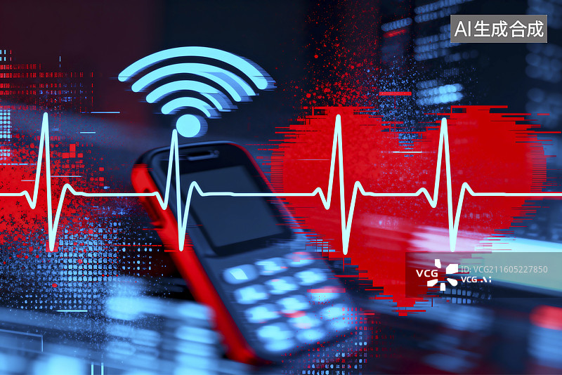【AI数字艺术】智能手机与心率监测图片素材