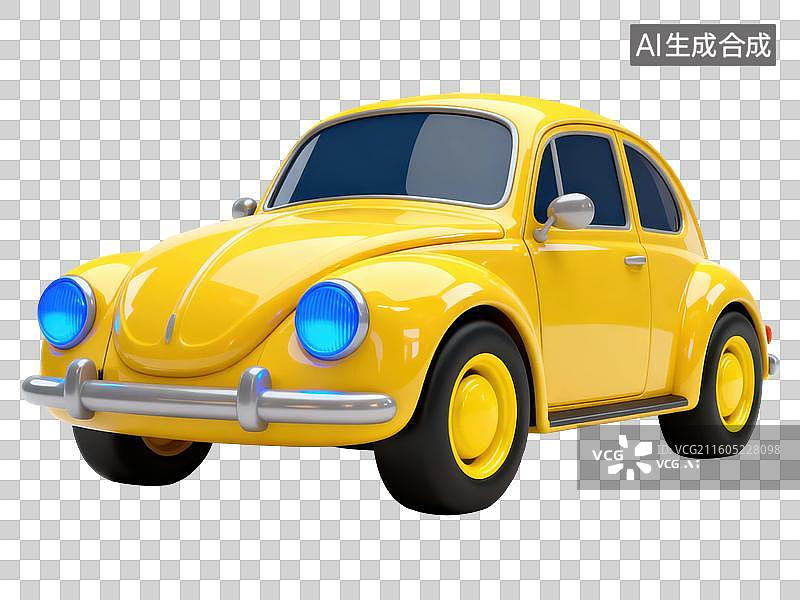 【AI数字艺术】黄色复古卡通汽车图片素材