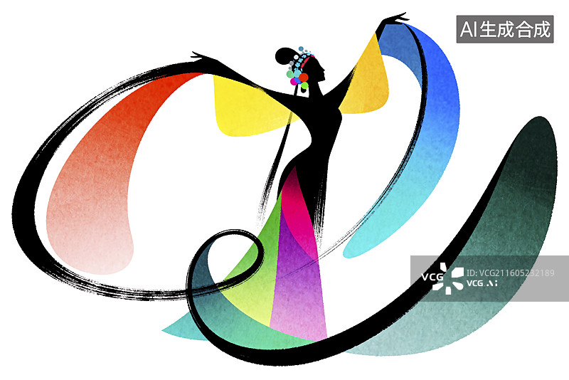 【AI数字艺术】色彩斑斓的舞动人物抽象设计图片素材