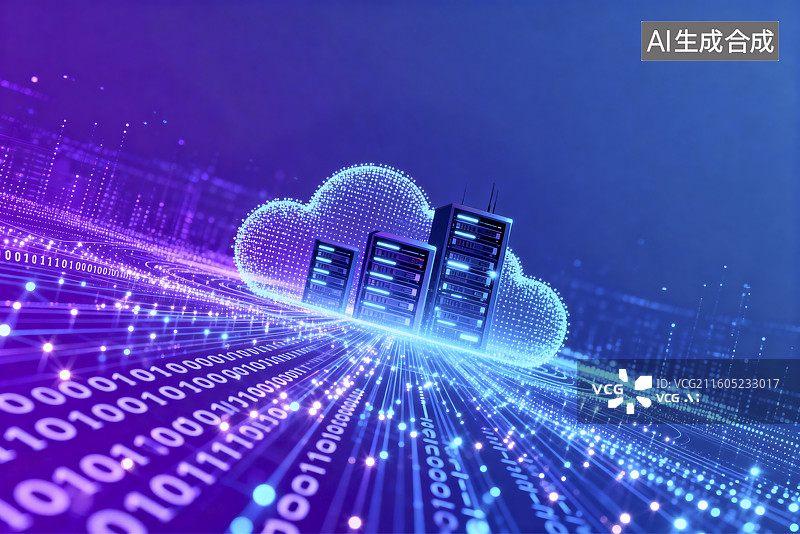【AI数字艺术】云计算与数字数据传输图片素材