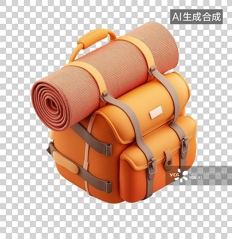 【AI数字艺术】橙色背包与瑜伽垫图片素材