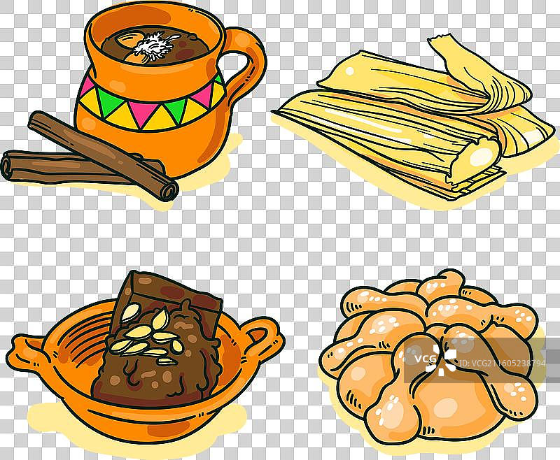 手绘亡灵节美食集合图片素材