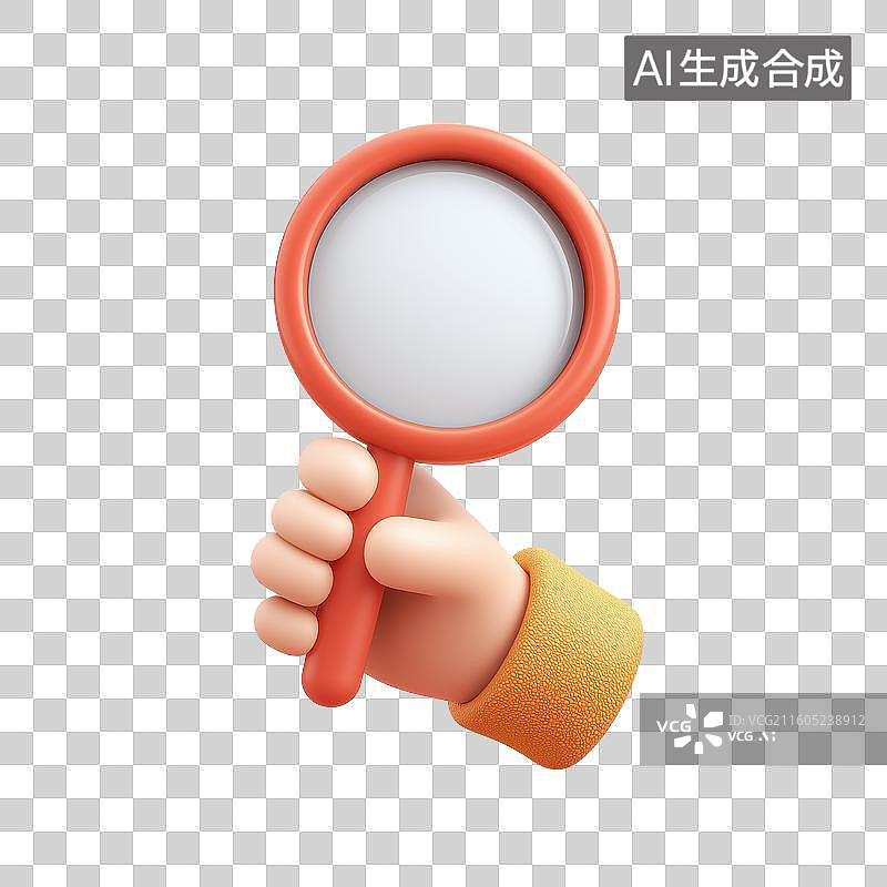 【AI数字艺术】手持放大镜的卡通手图片素材