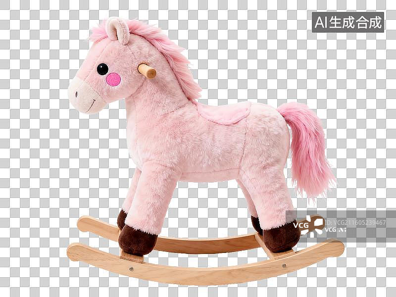 【AI数字艺术】母婴亲子 粉色毛绒摇马玩具图片素材
