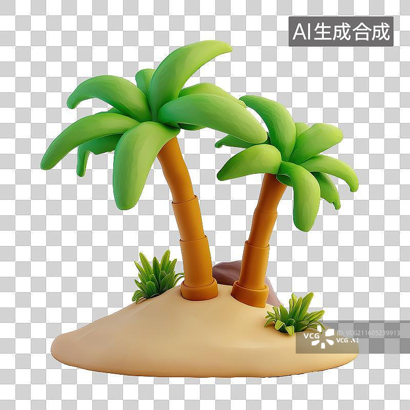 【AI数字艺术】热带小岛与棕榈树图片素材