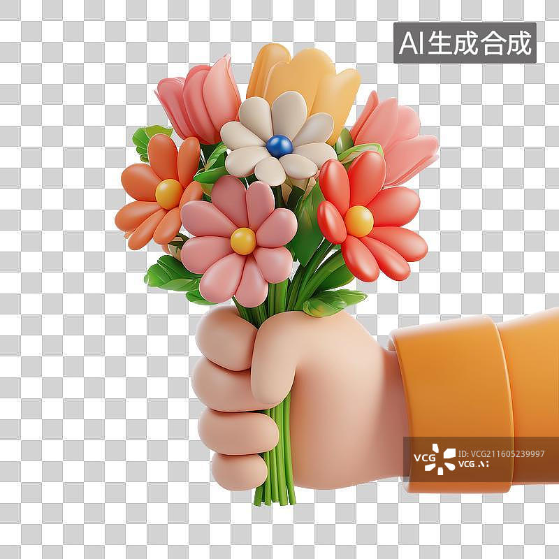 【AI数字艺术】手持彩色纸花的手图片素材
