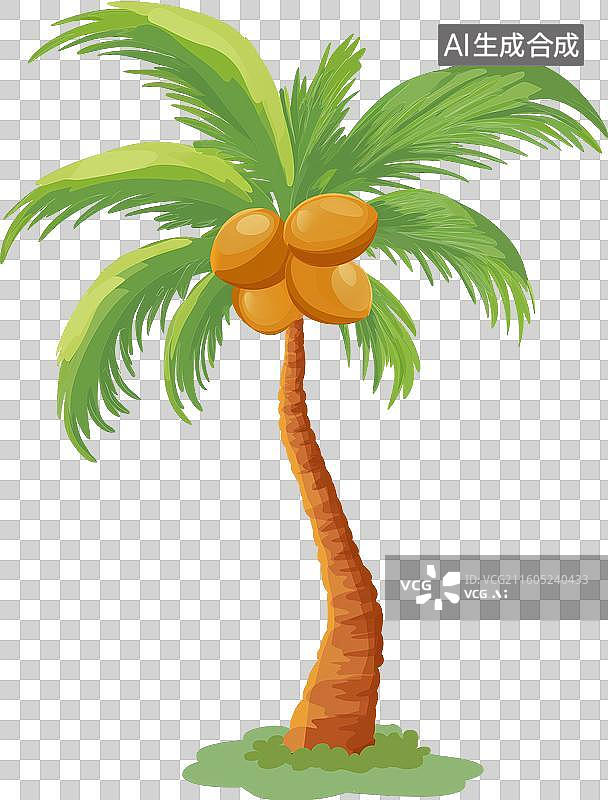 【AI数字艺术】椰子树卡通插画图片素材