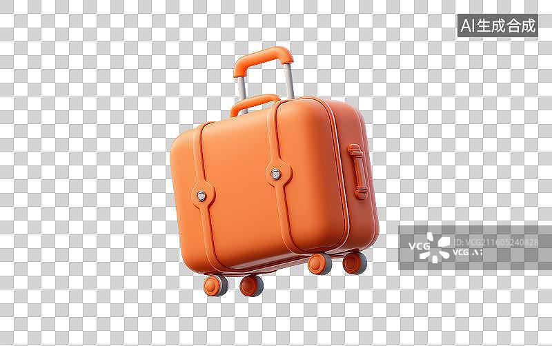 【AI数字艺术】橙色行李箱悬浮展示图片素材