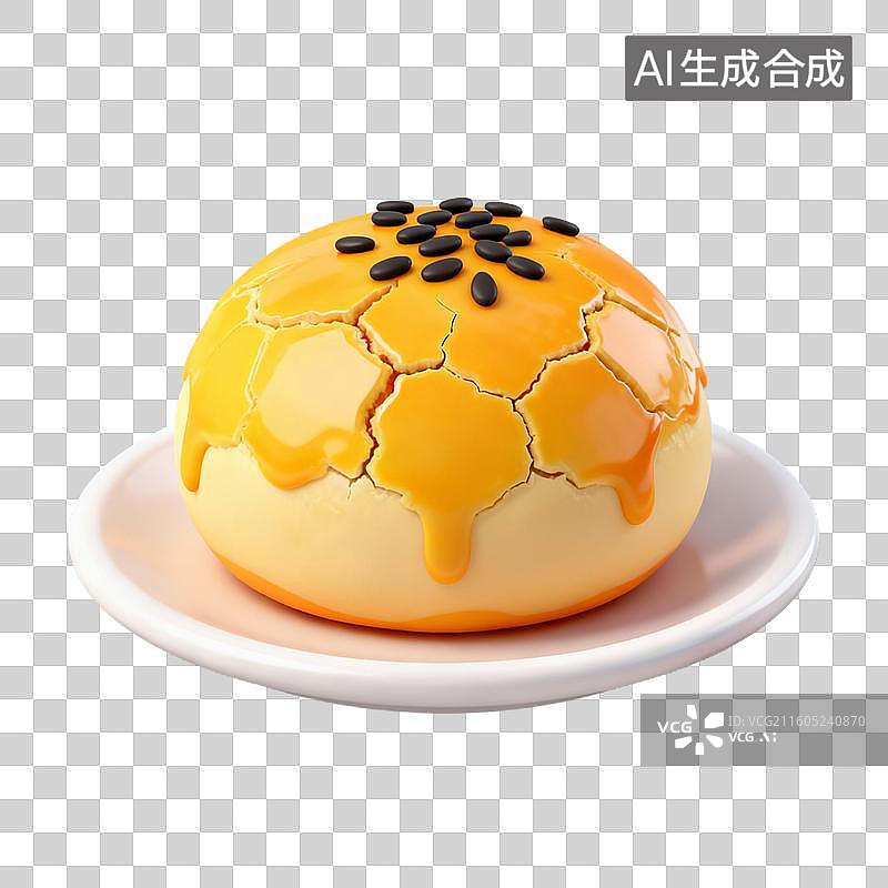 【AI数字艺术】3D拟物风格国风中国中式美食成品菜肴元素烘培甜食蛋黄酥图片素材