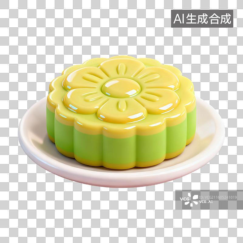 【AI数字艺术】3D拟物风格国风中国中式美食成品菜肴元素绿豆糕图片素材