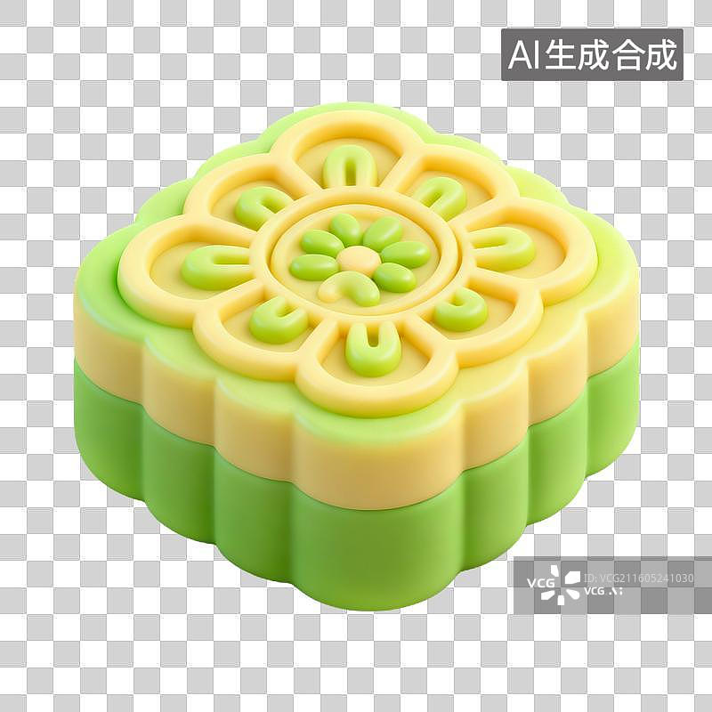 【AI数字艺术】3D拟物风格国风中国中式美食成品菜肴元素绿豆糕图片素材