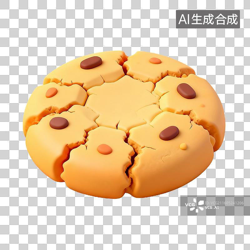 【AI数字艺术】3D拟物风格国风中国中式美食成品菜肴元素桃酥饼干点心图片素材