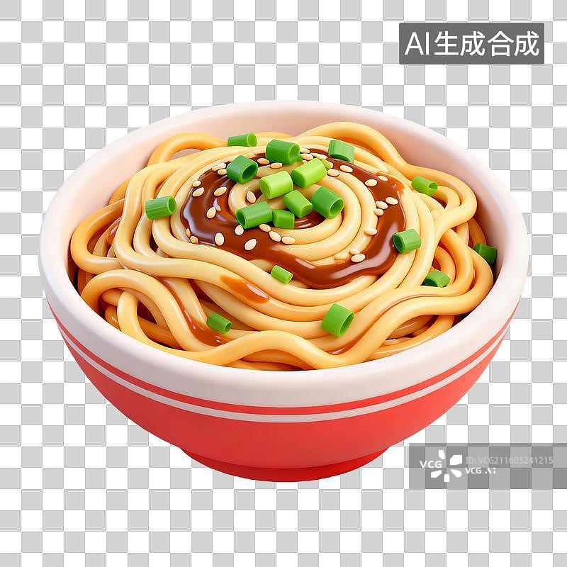 【AI数字艺术】3D拟物风格国风中国中式美食成品菜肴元素武汉热干面图片素材